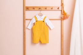 [BEBELOUTE] Corduroy Overall (Yellow), All-in-One, Short Dungarees for Infant and Toddler, Cotton 100% _ Made in KOREA